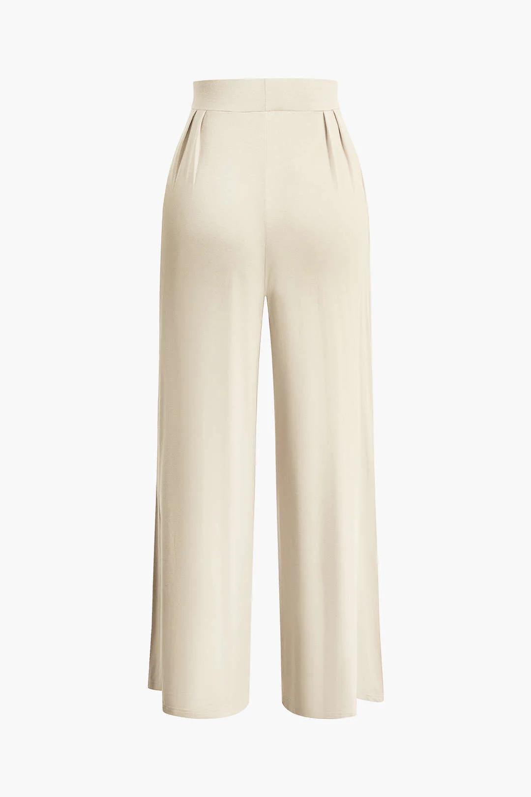 Tie Knot Front Ruched Tube Top and Pleated Wide-Leg Pants Set