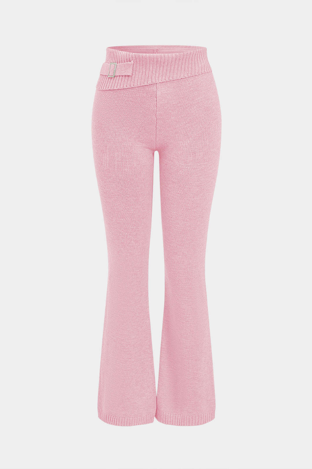 Solid Knit Hooded Top and Asymmetrical Pants Combo