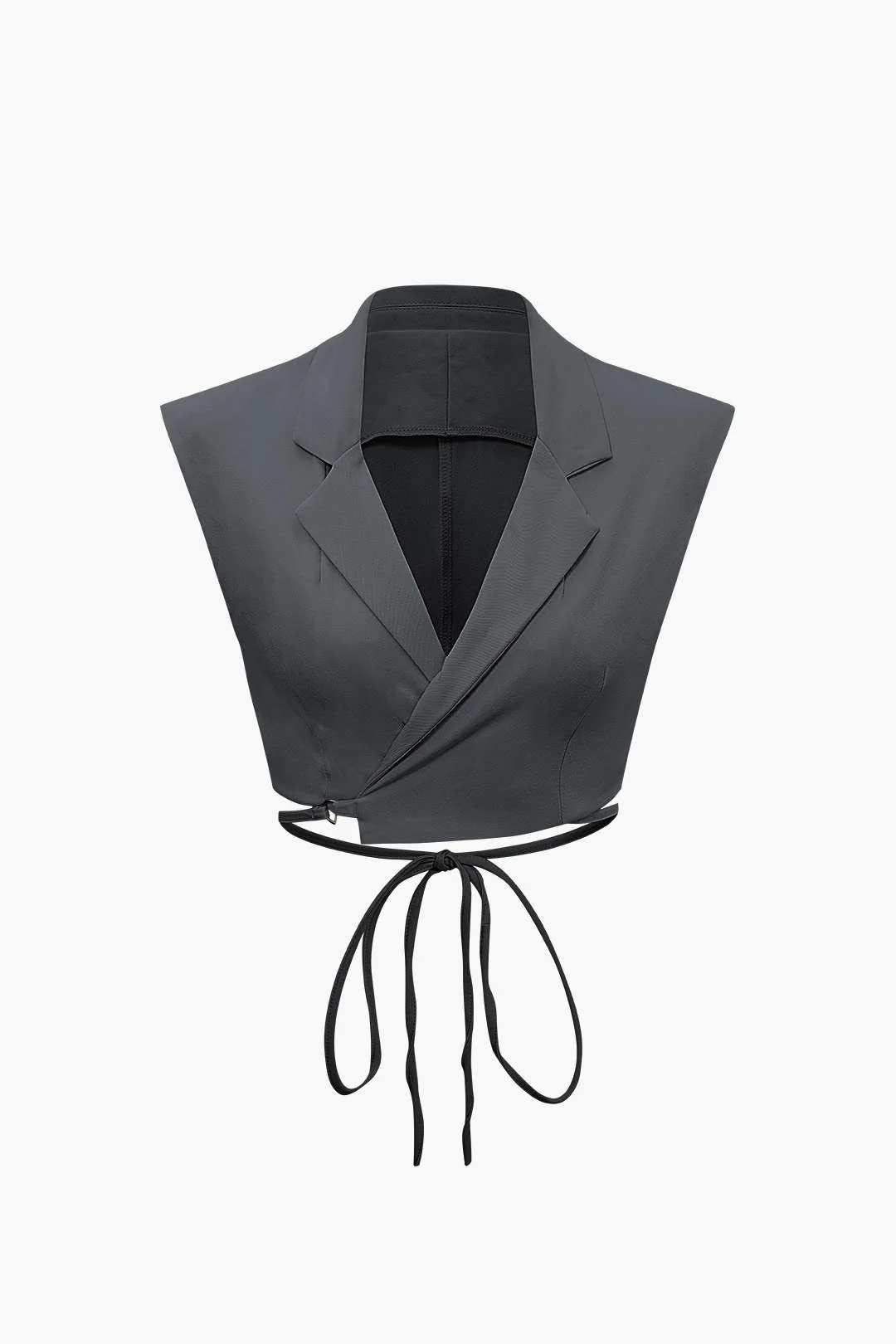 Notched Lapel Tie Back Vest and Straight Leg Suit Pants Combo