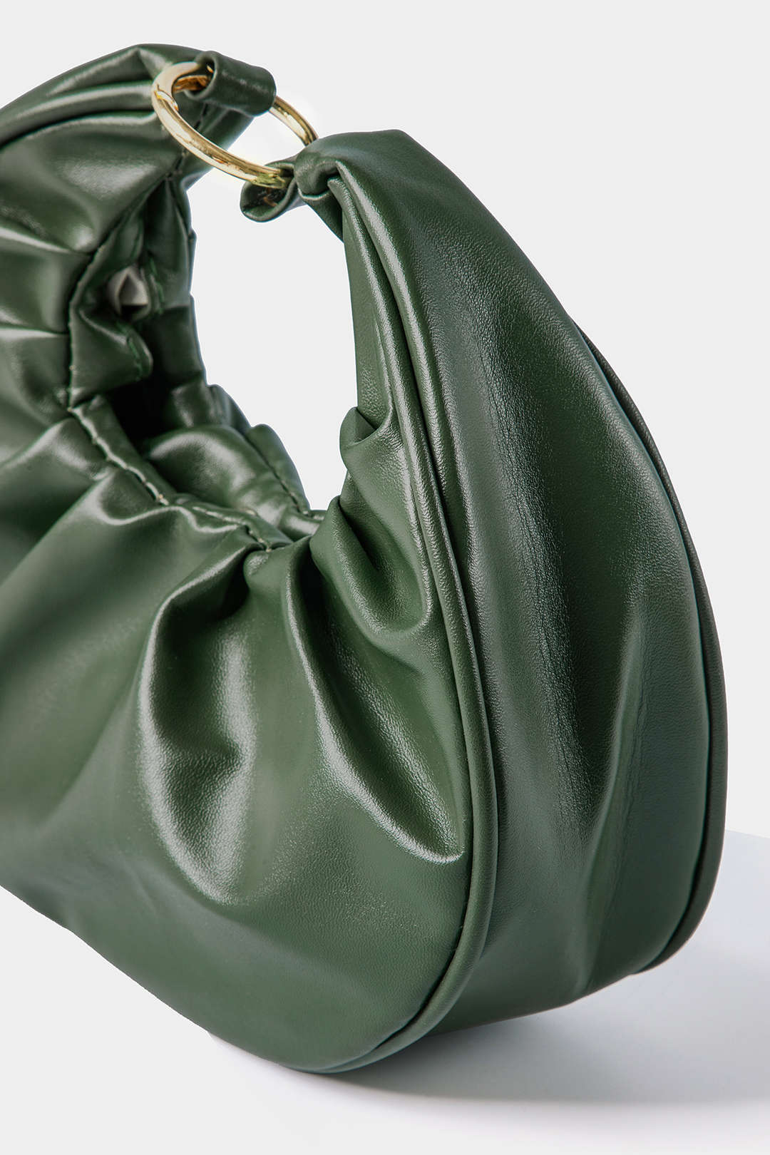 Faux Leather Ruched Carry Tote