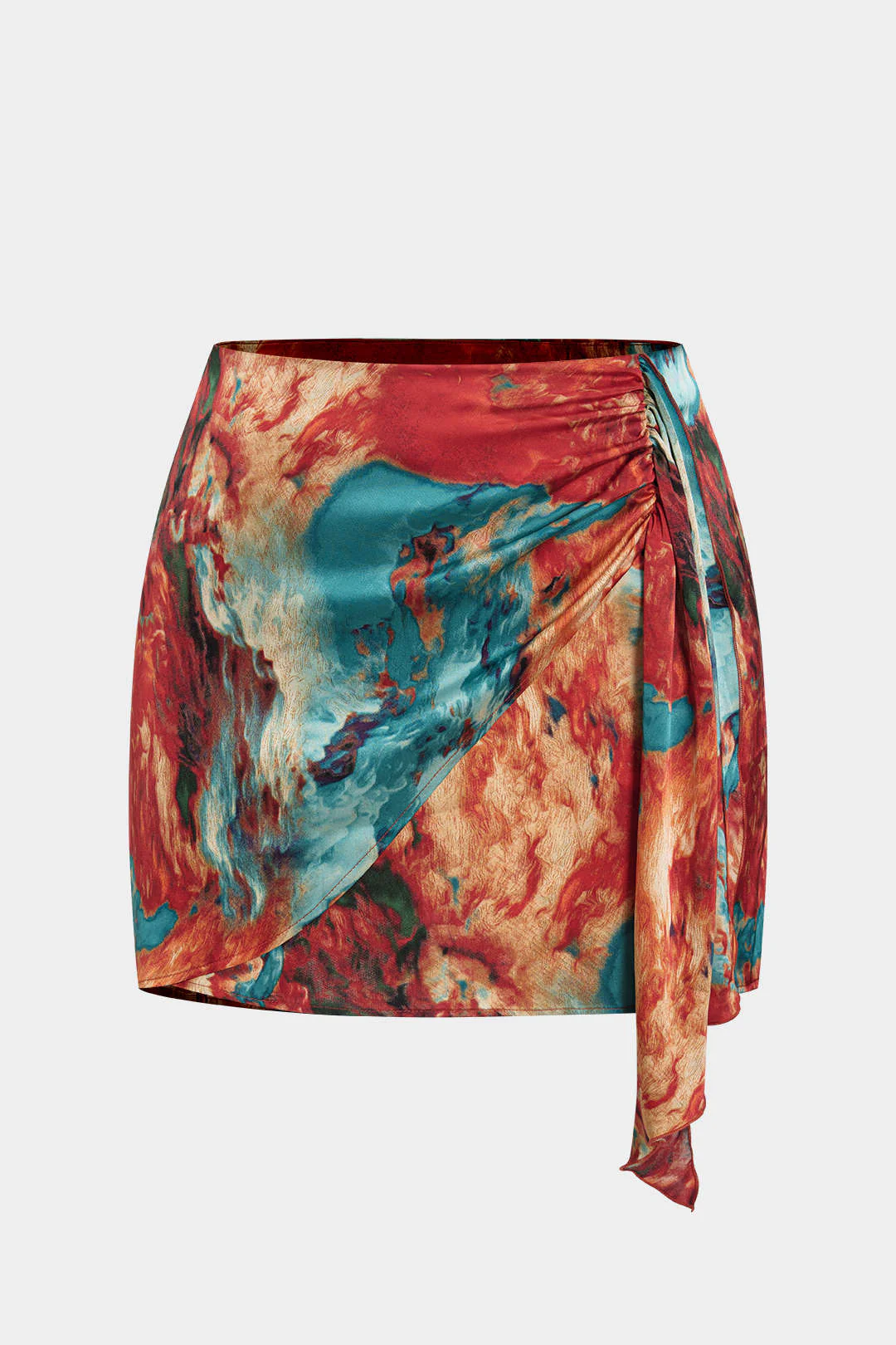 Plus Size Satin Crossed Zipper Ruched Skirt