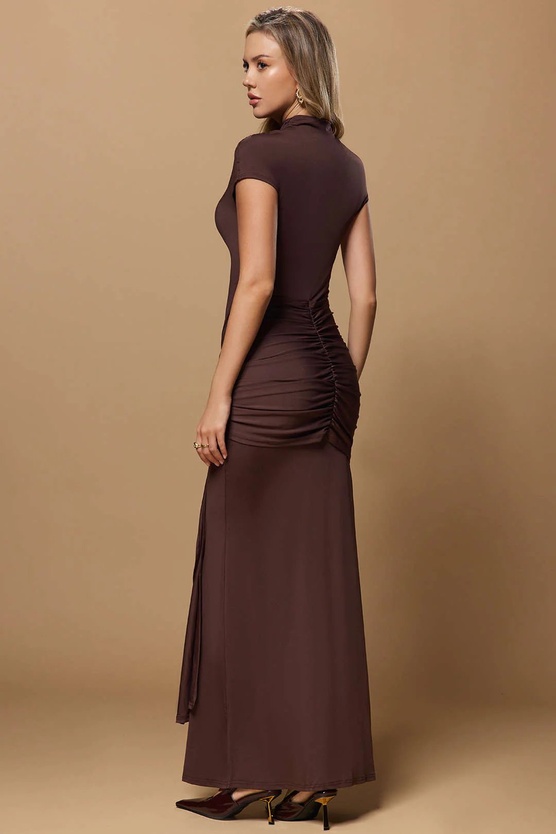 Strappy Cut Out Short-Sleeve Maxi Dress