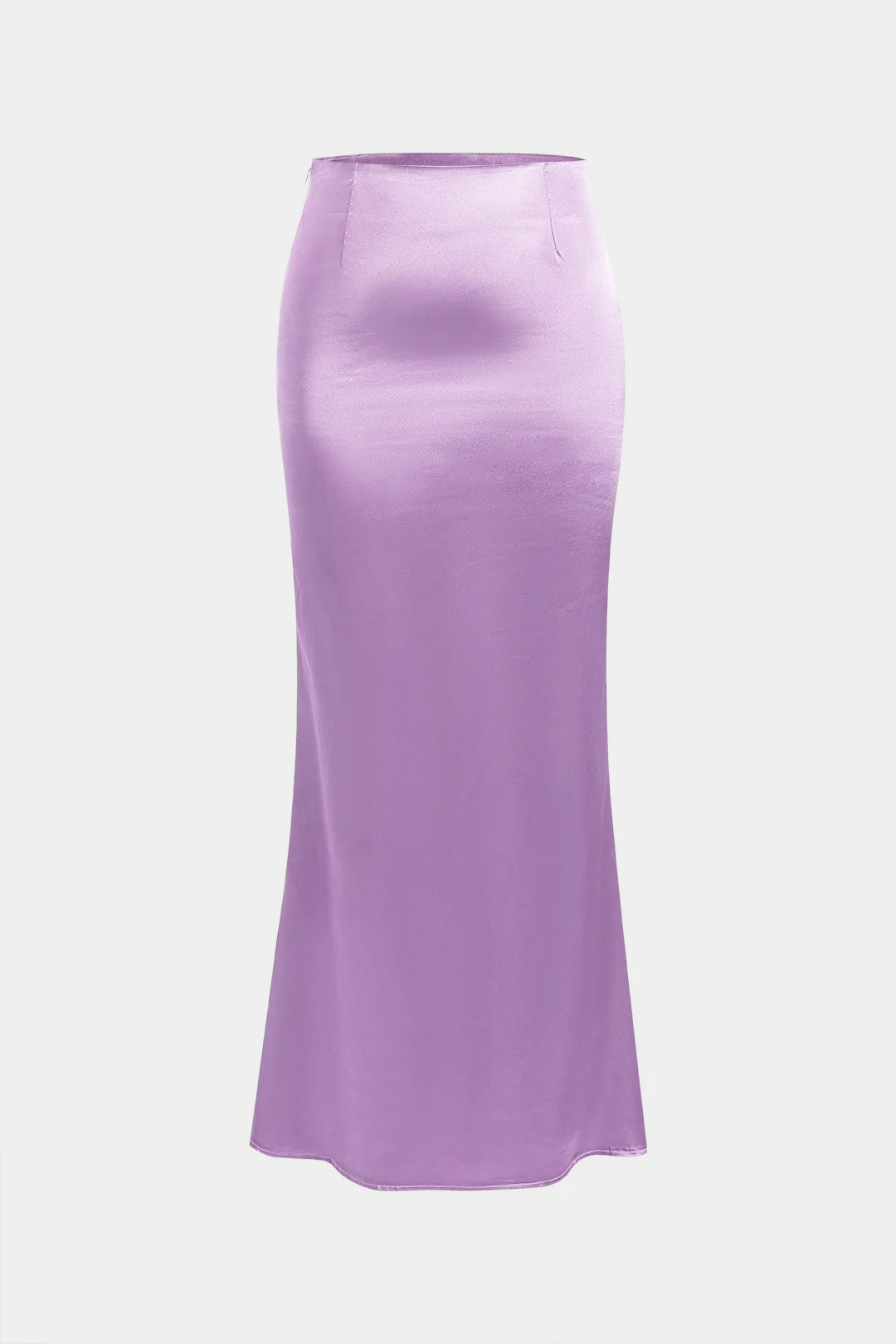Solid Satin Zippered Skirt