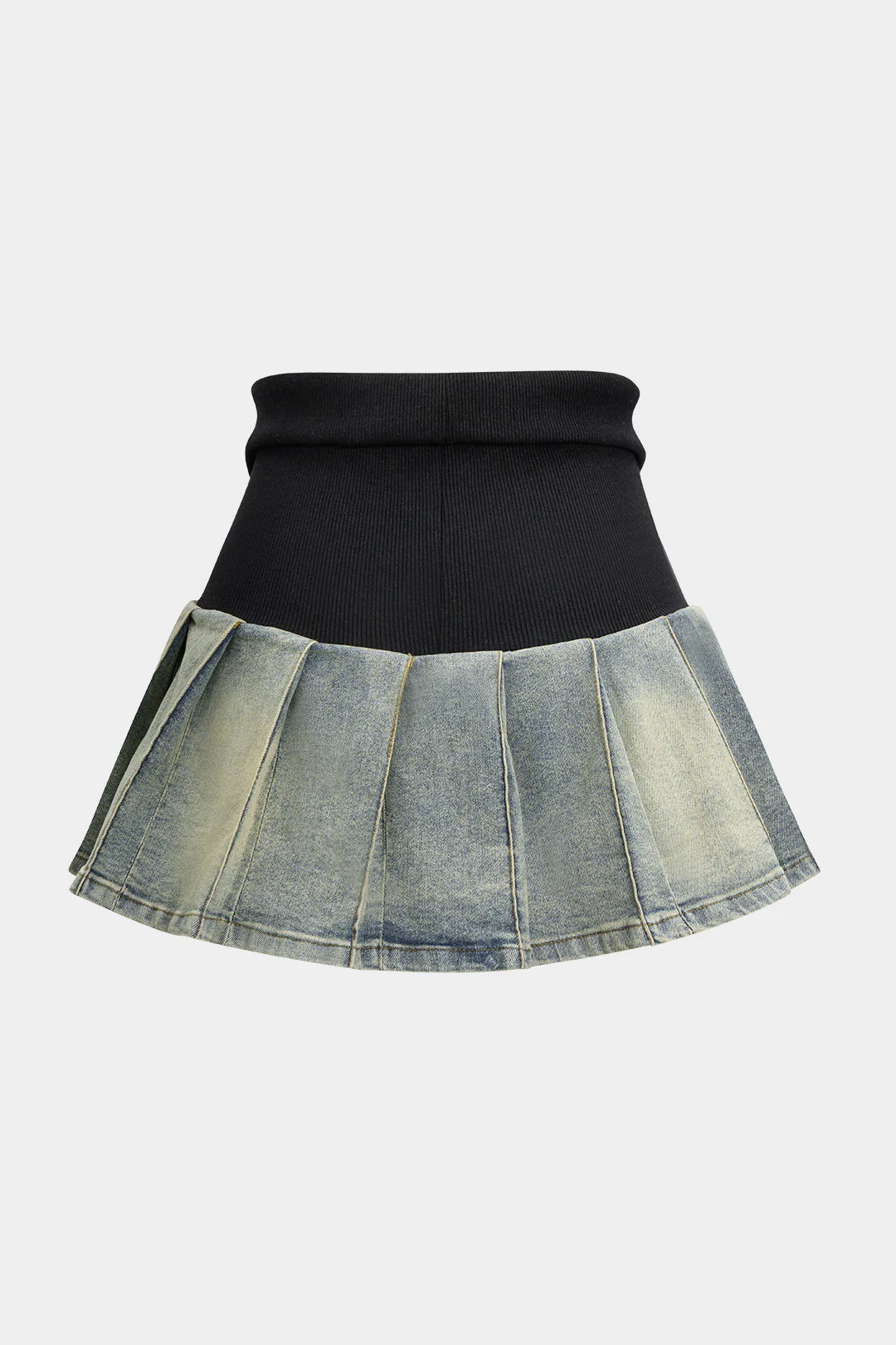 Denim Patchwork Zipper Mini Skirt