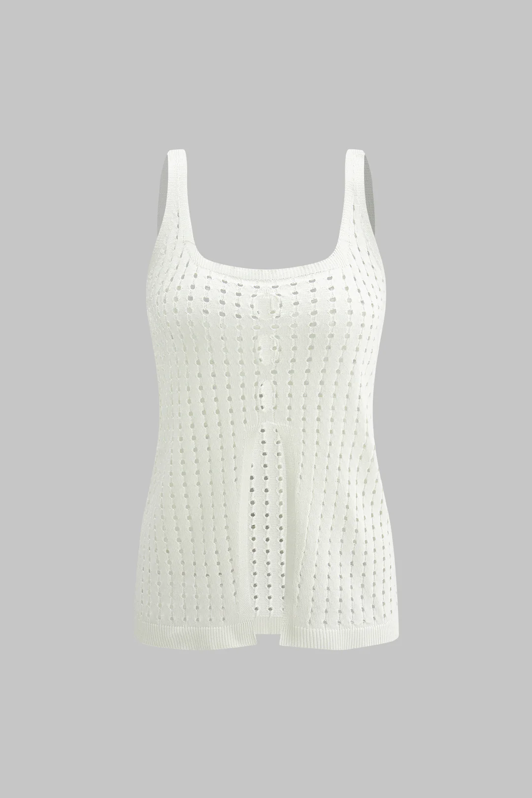 Knit Hollow-Out Tank Top and Tie-Up Skirt Set