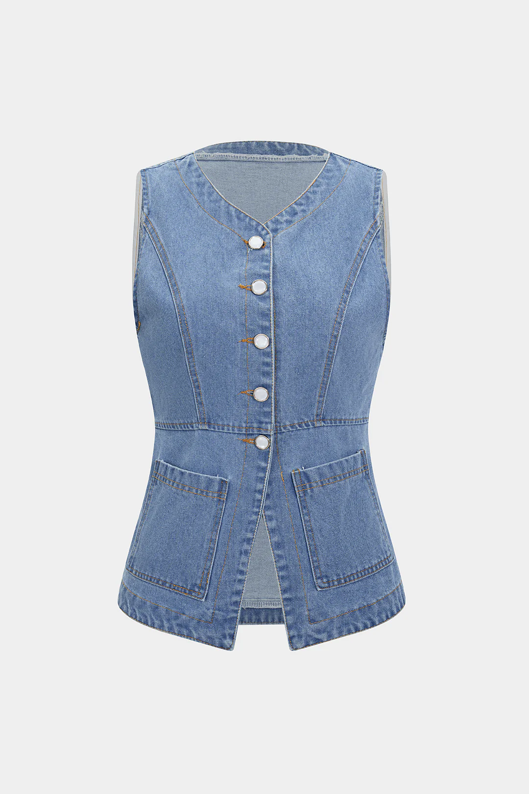 Denim Button Pocket Vest