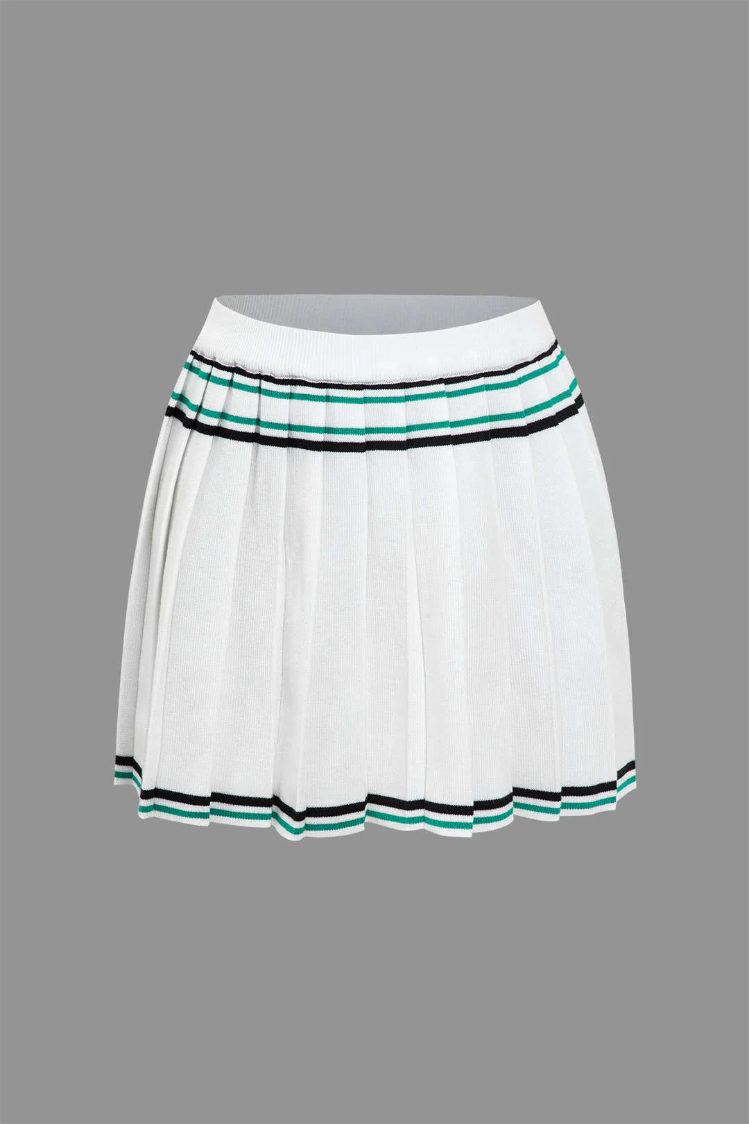 Color Block Knit Pleated Mini Skirt