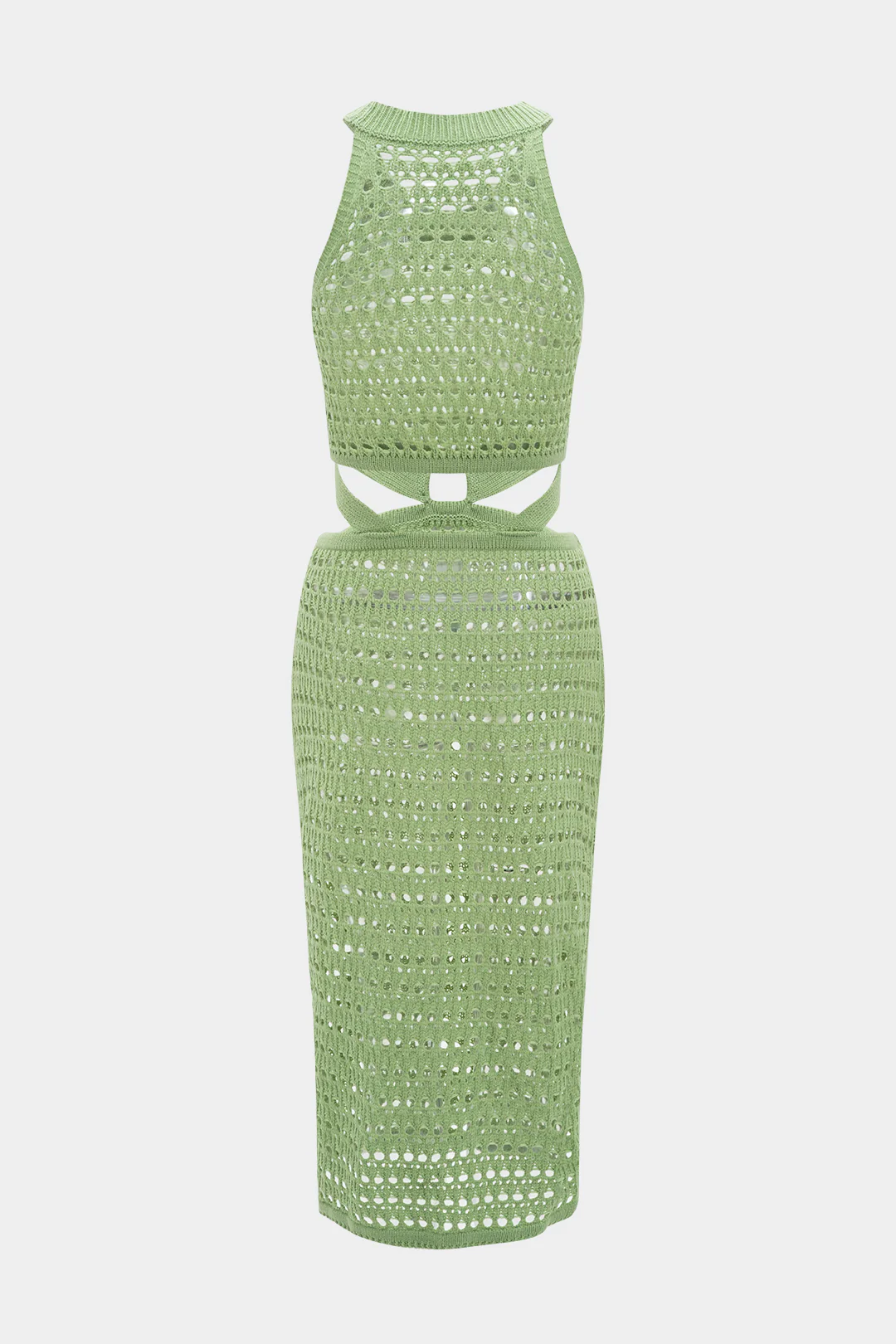 Knit Tank Hollow Out Sleeveless Slit Dress