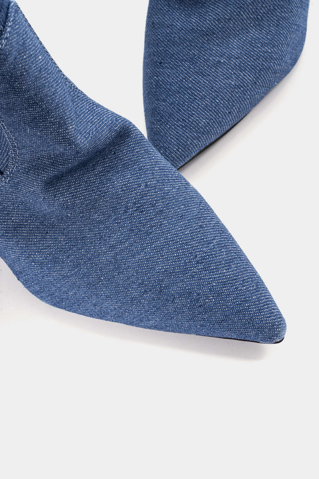 Denim Zipper Pointed Mid Calf Boots