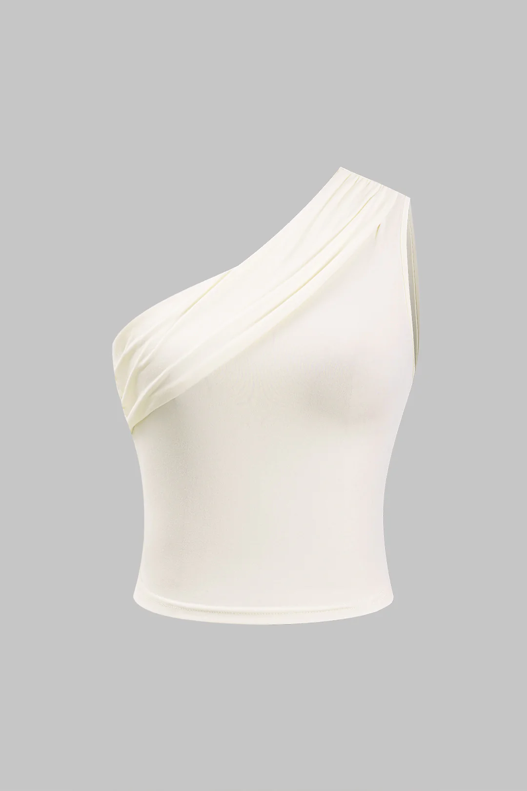 Solid Ruched Asymmetric Tank Top