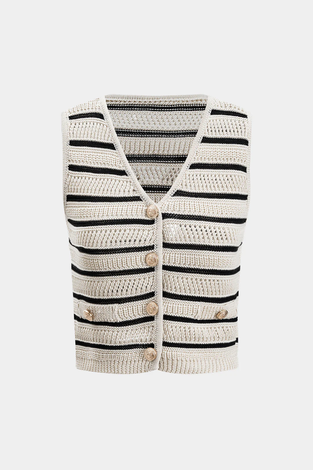 Knit Contrasting Stripe Buttoned Vest