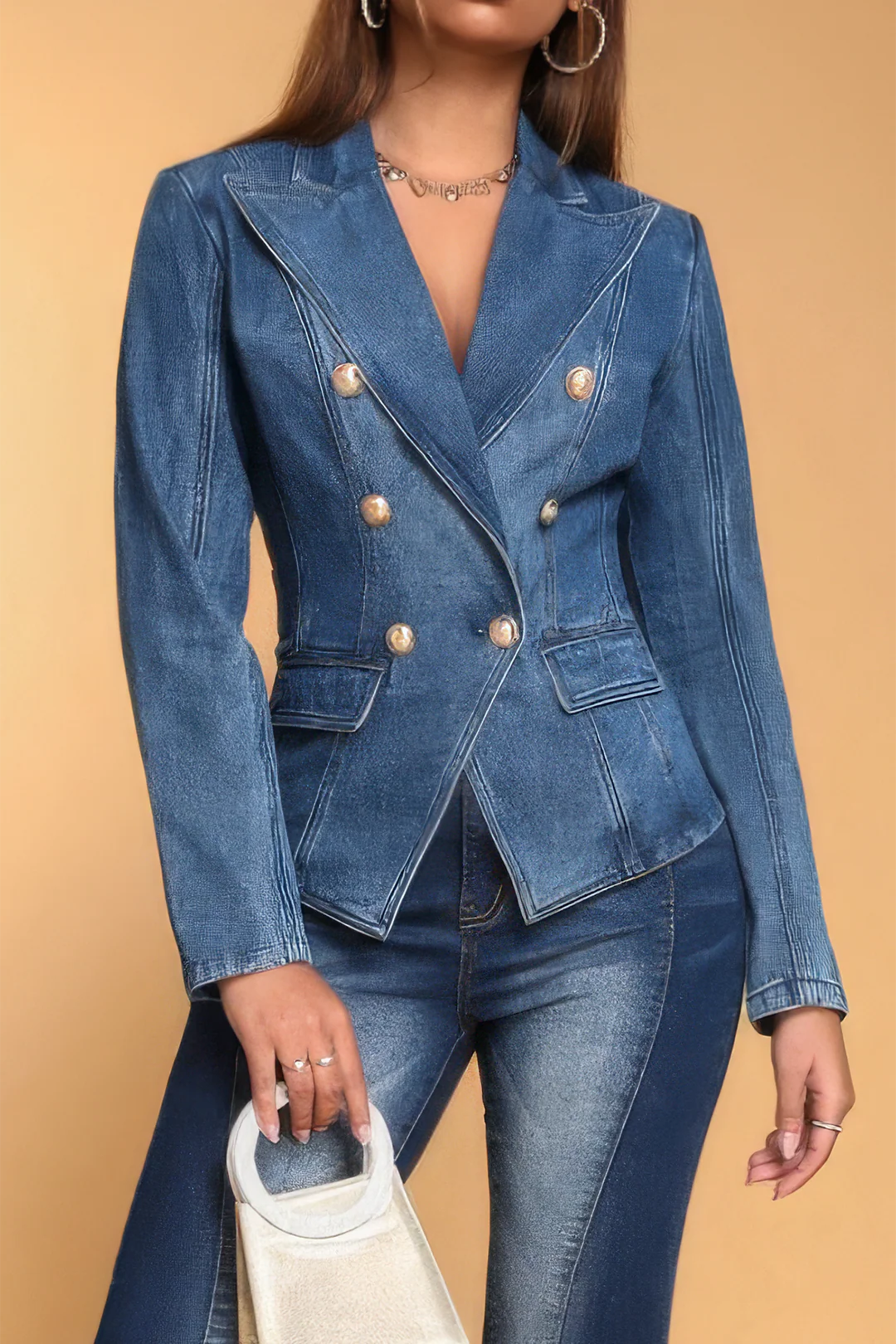 Denim Button Pocket Long Sleeve Jacket
