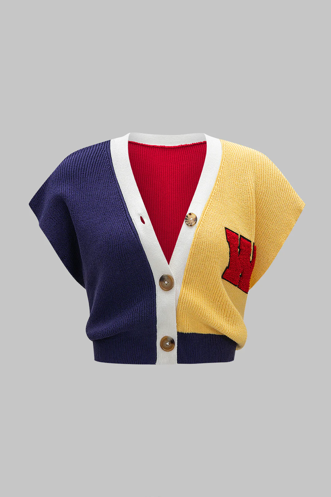 Knit Button Contrast Tank Top