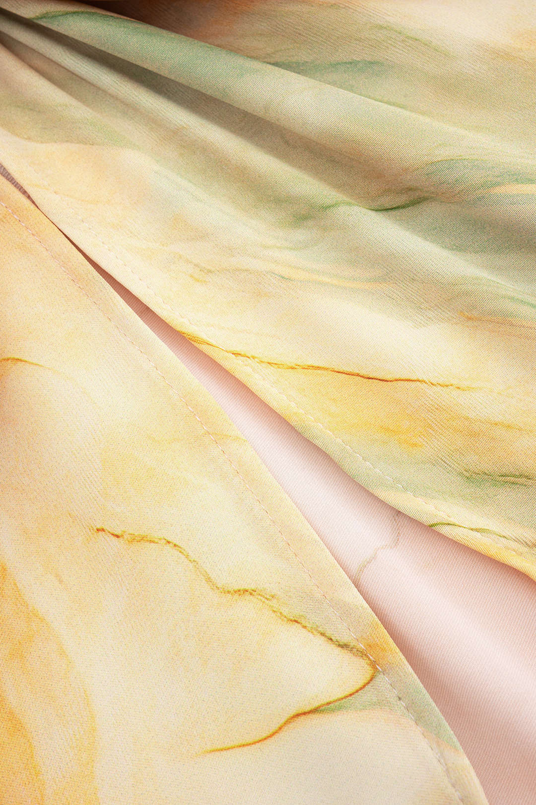 Tie Dye Print Satin High Split Ruched Skirt