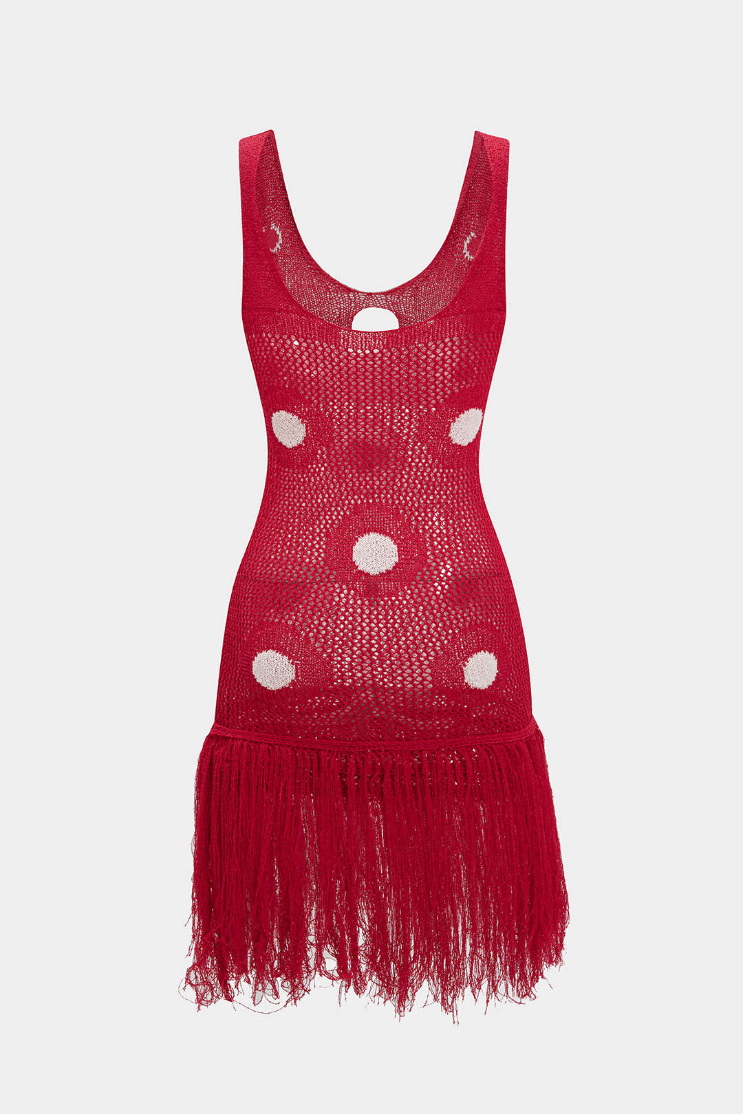 Knit Fringe Trim Sleeveless Dress