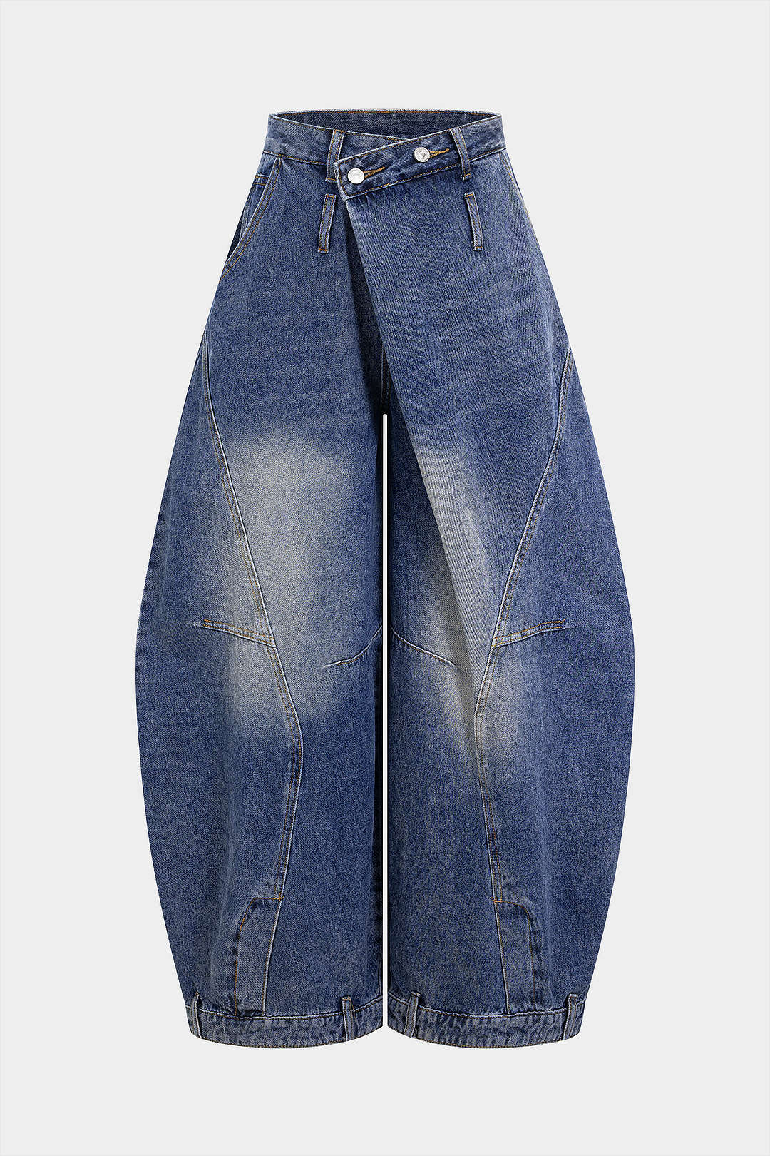 Washed High Waist Barrel Denim Jeans