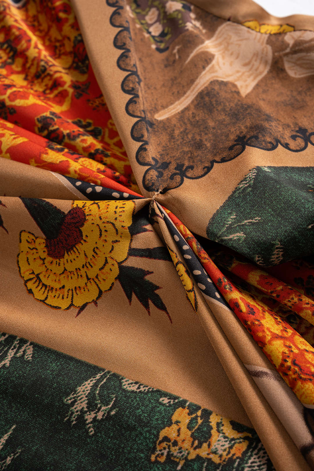 Floral Print Tie Front Zipper Sleeveless Mini Dress