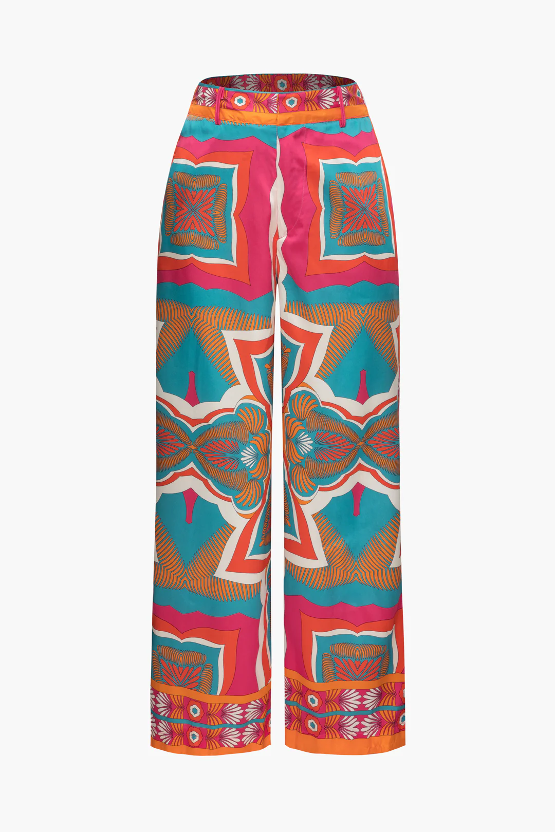 Printed High-Waisted Wide-Leg Trousers