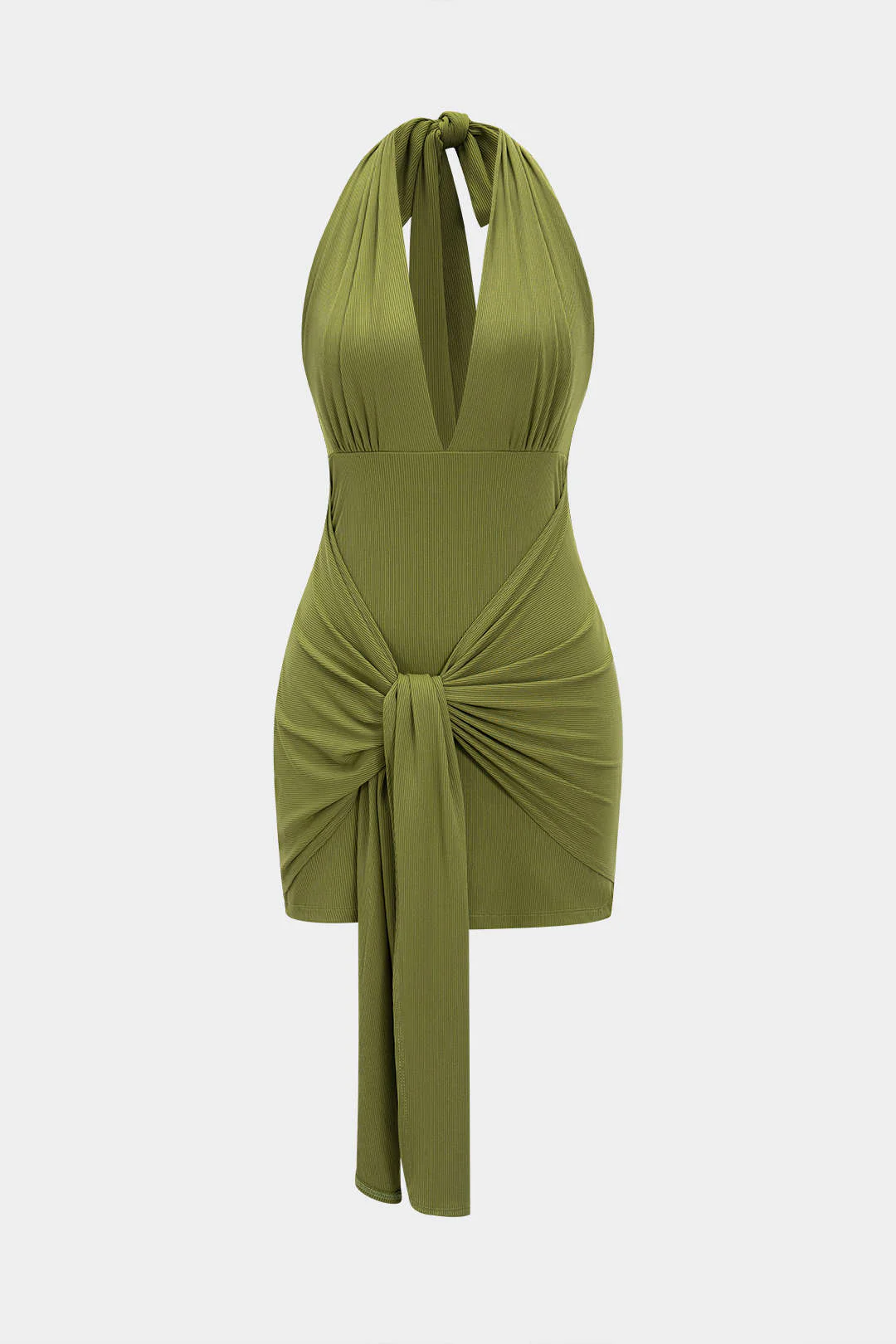 Halter V-Neck Backless Knotted Sleeveless Maxi Dress