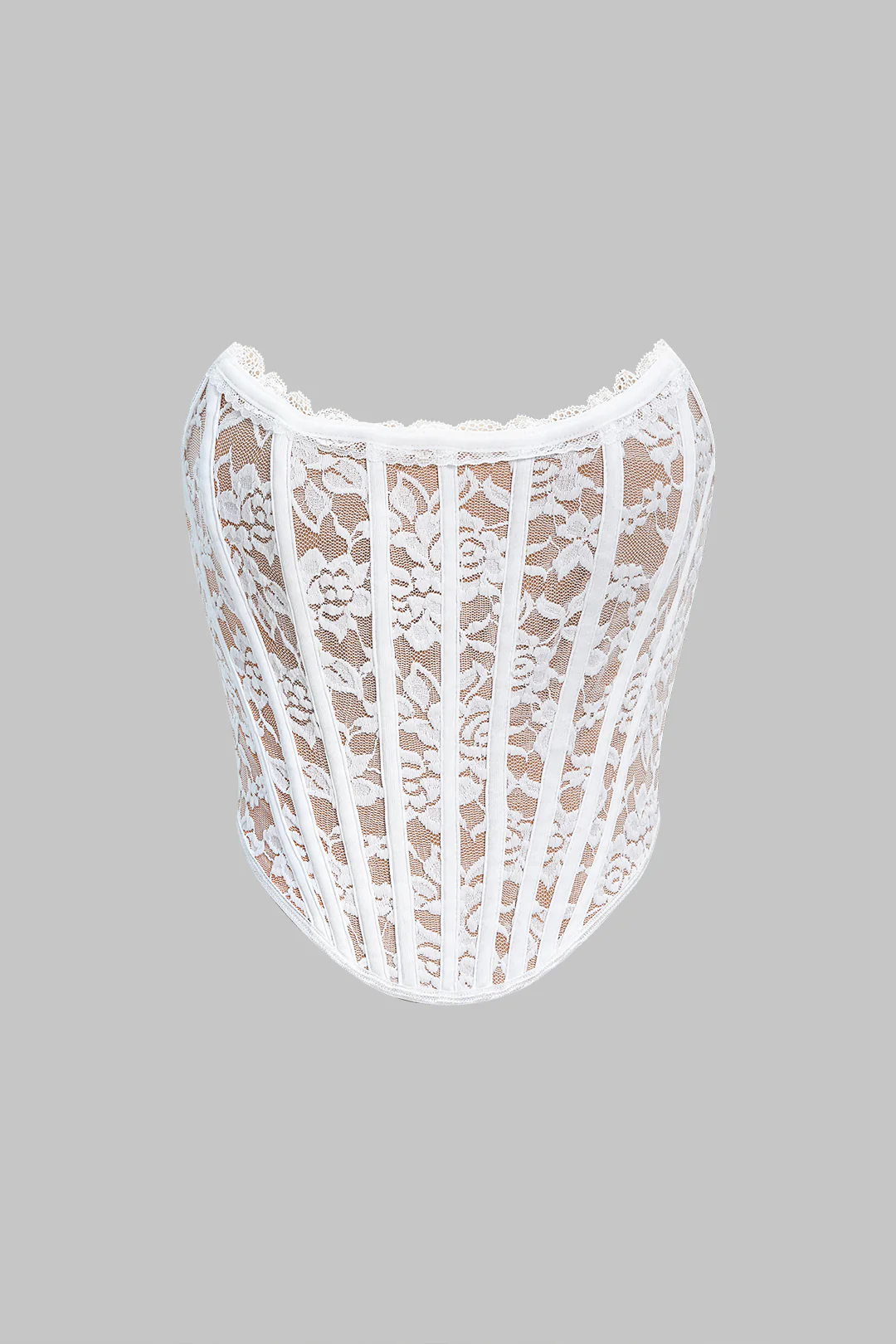 Lace Trim Hook-and-Eye Corset Waist Tube Top