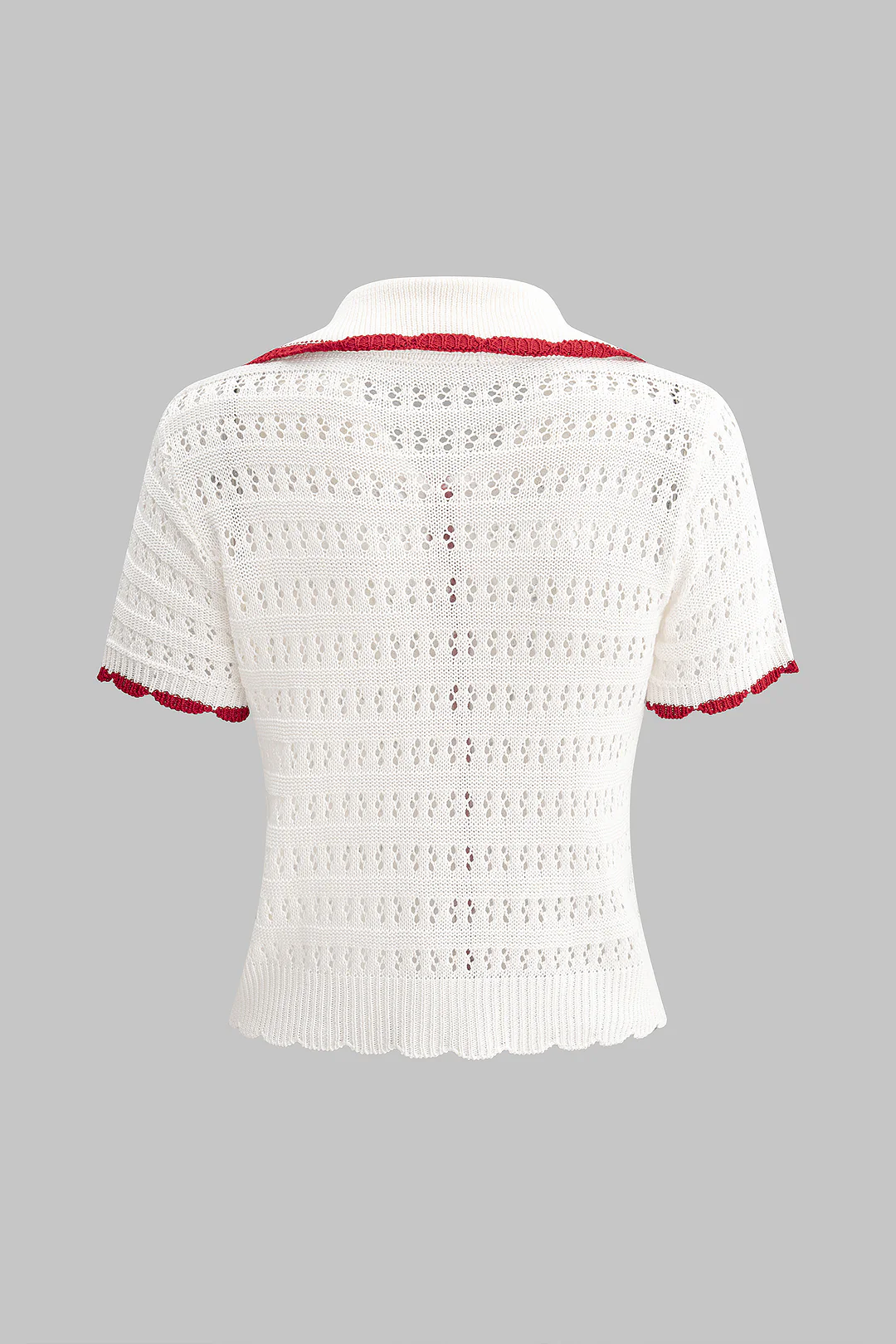 Knit Contrast Button Pocket Short-Sleeve Top
