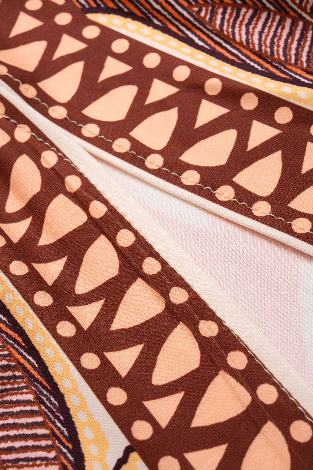 Plus Size Bohemian Print Ruched V-Neck Short Sleeve Slit Midi Dress