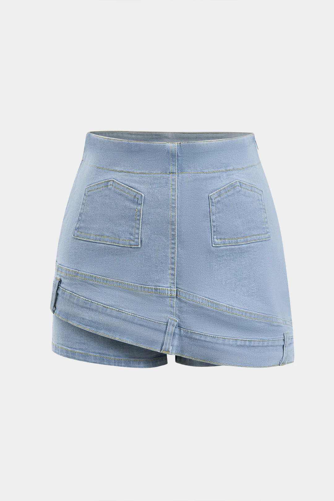Denim Asymmetry Pocket Shorts