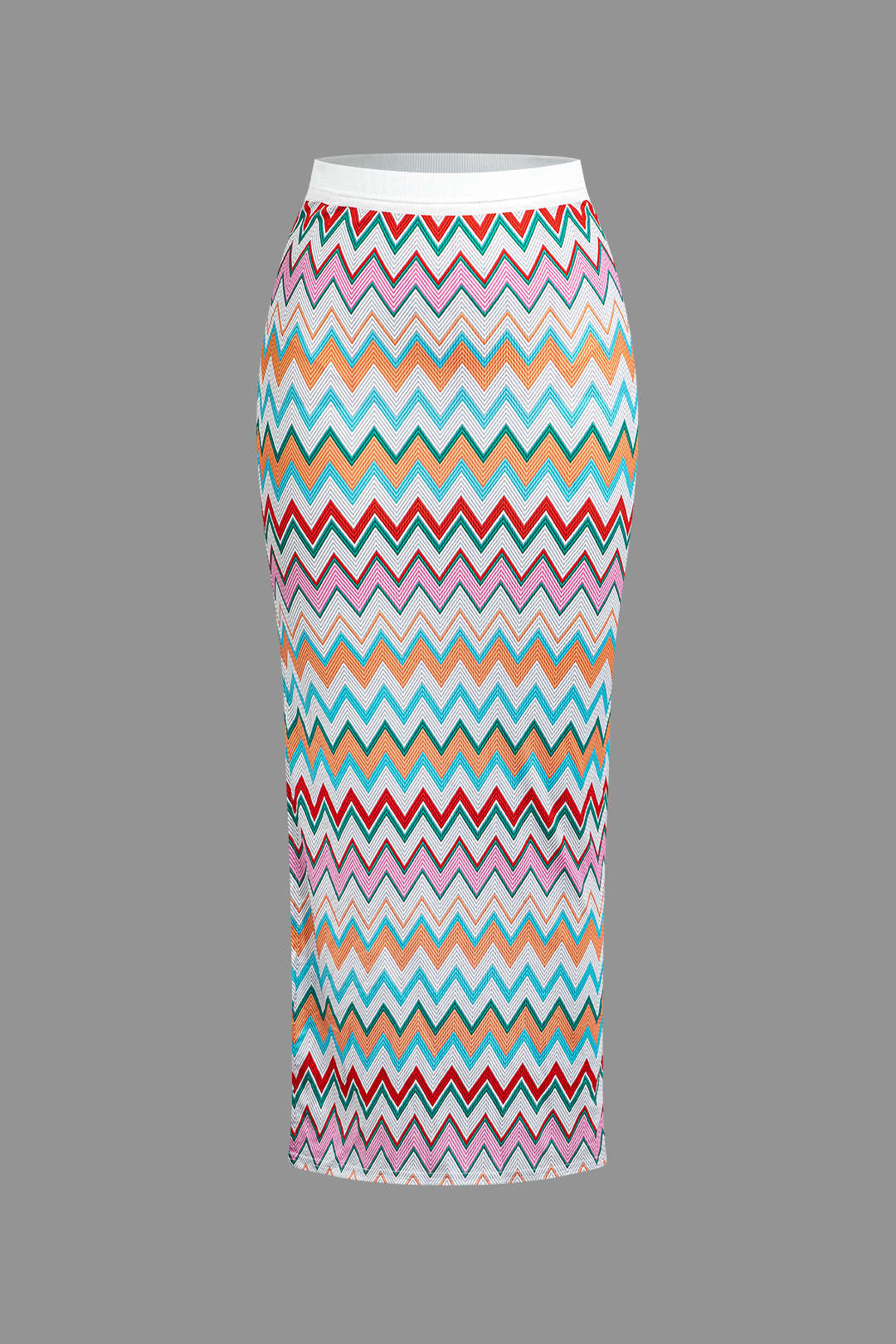 Contrasting V-neck Cropped Knit Tank Top and Split Maxi Skirt Set