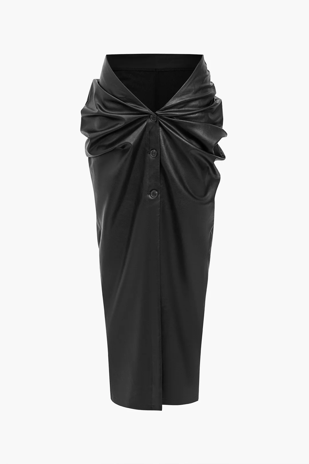 Faux Leather Pleated Skirt