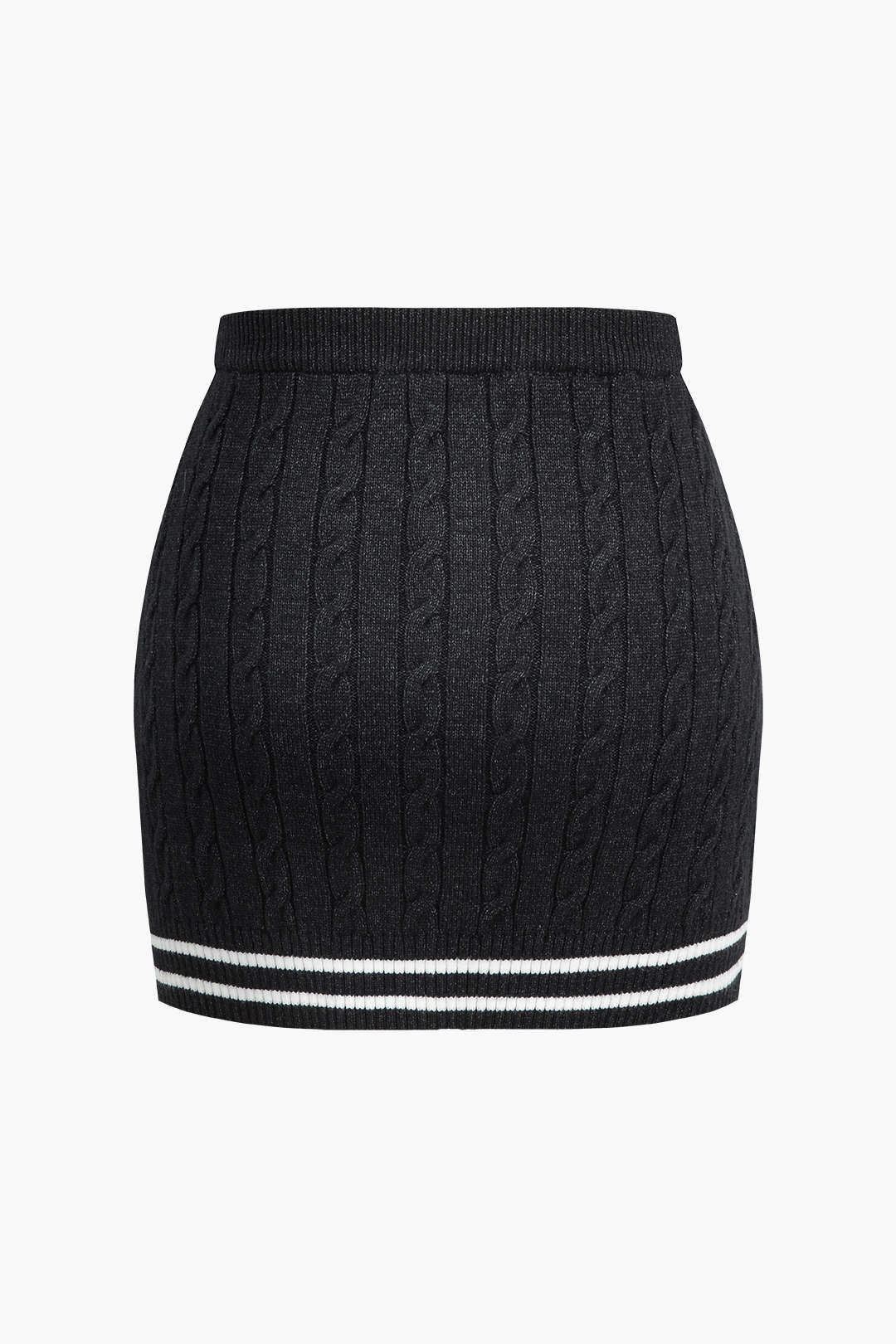 Color Block Print Knitted Button Skirt