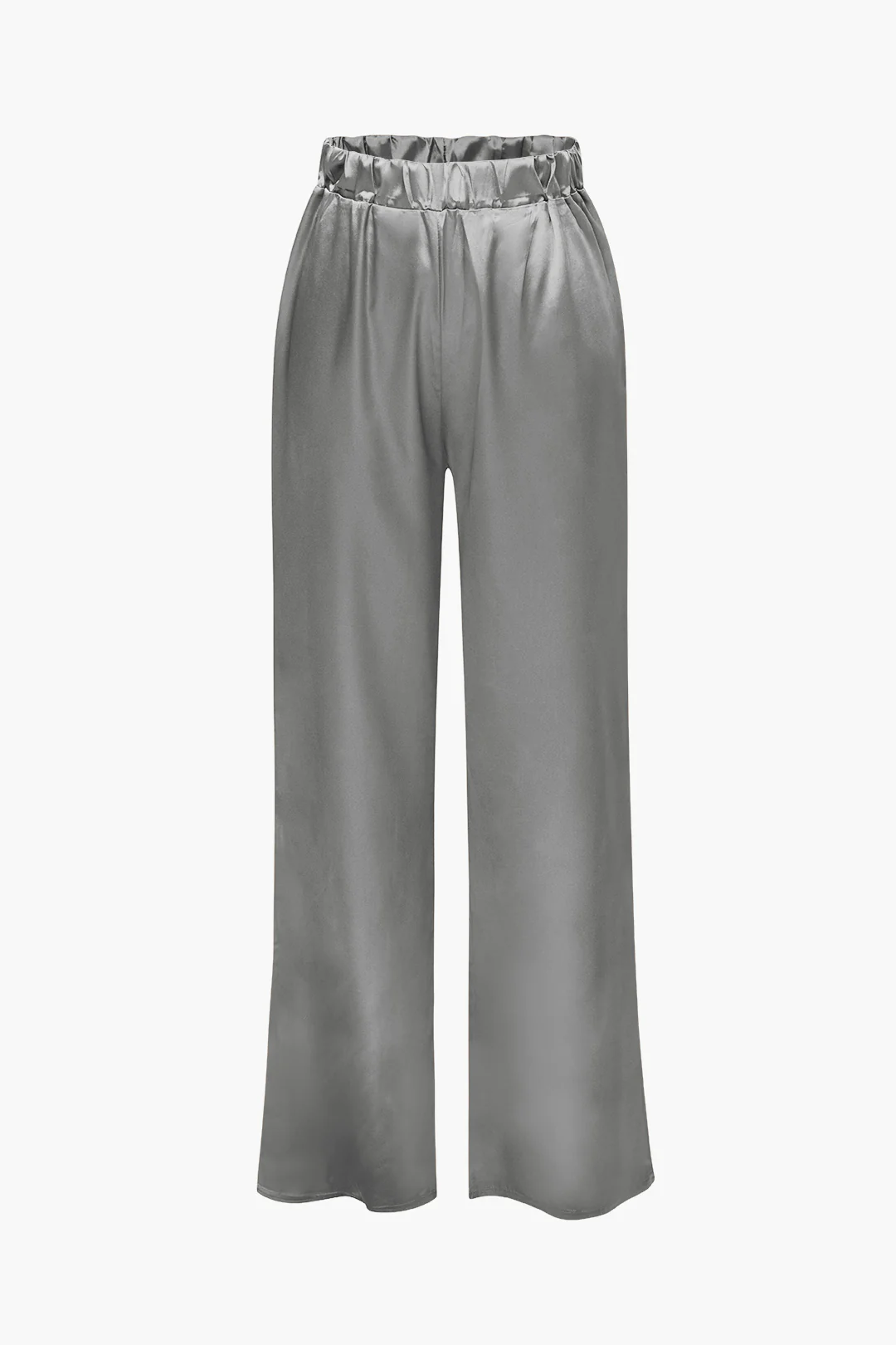 Satin Button-Up Long-Sleeve Shirt and Pants Ensemble