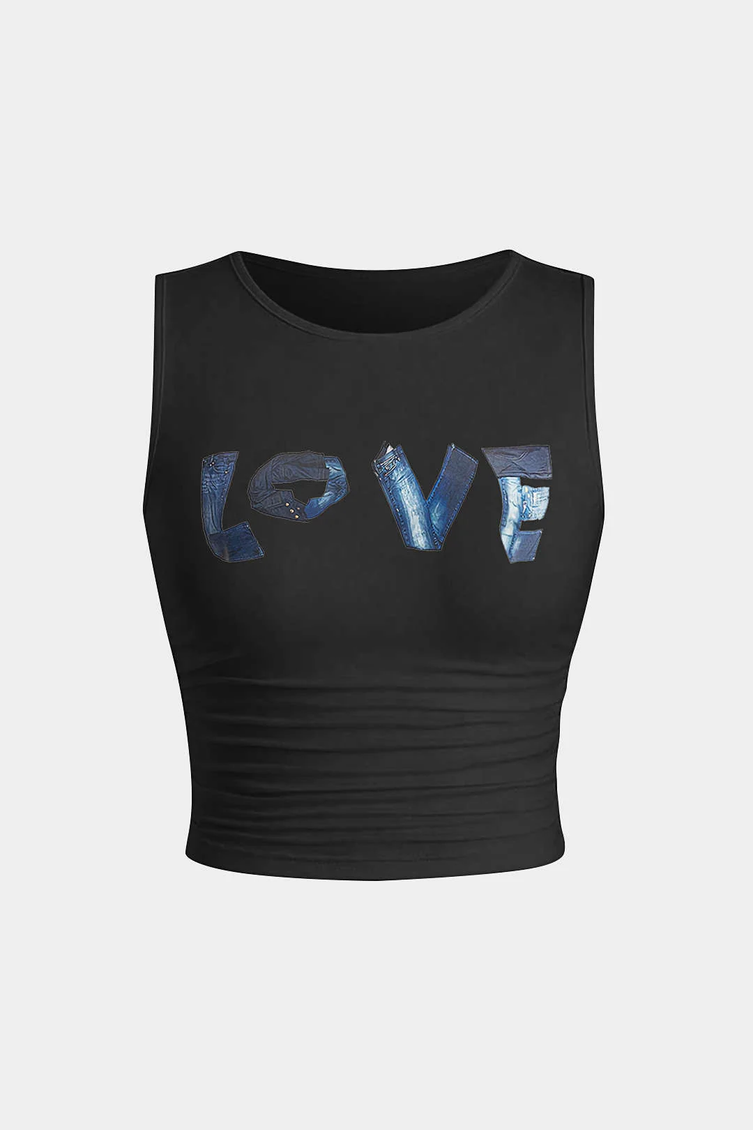 Plus Size Letter Printed Ruched Tank Top