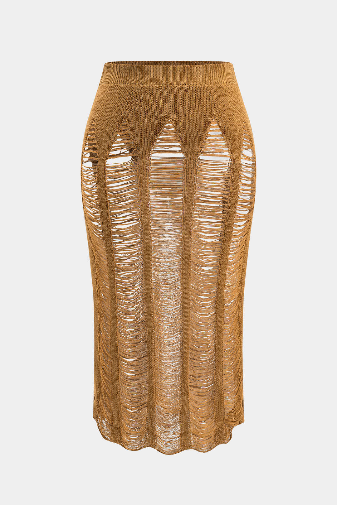 Plus Size Knit Distressed Ladder Skirt