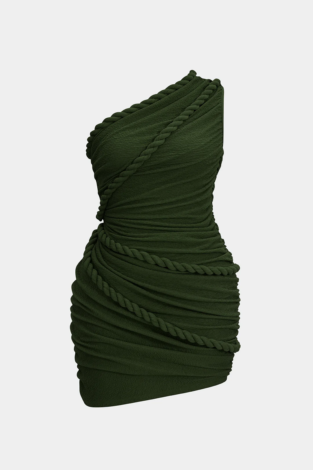 Plus Size Ruched One Shoulder Twist Knot Sleeveless Mini Dress