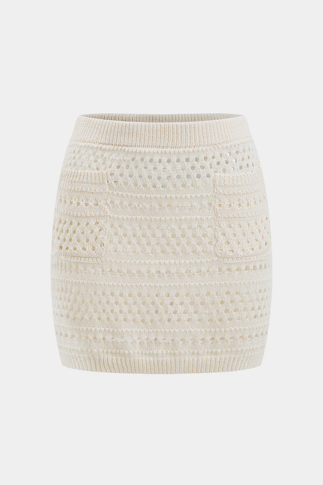 Hollowed-out Knit Tank Top and Skirt Set