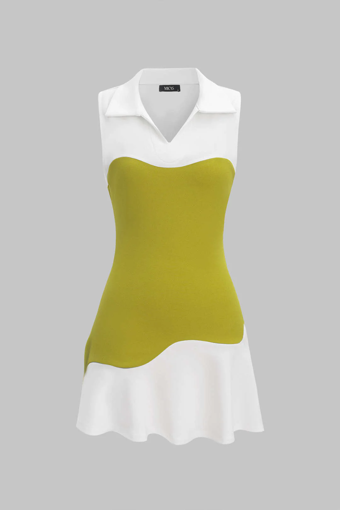 Patchwork Asymmetrical Sleeveless Mini Dress