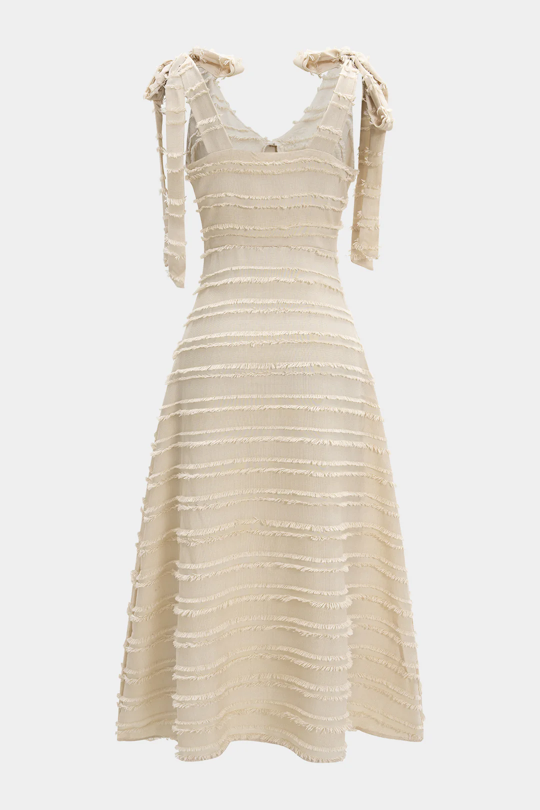 Tie-Up V-Neck Frayed Sleeveless Maxi Dress