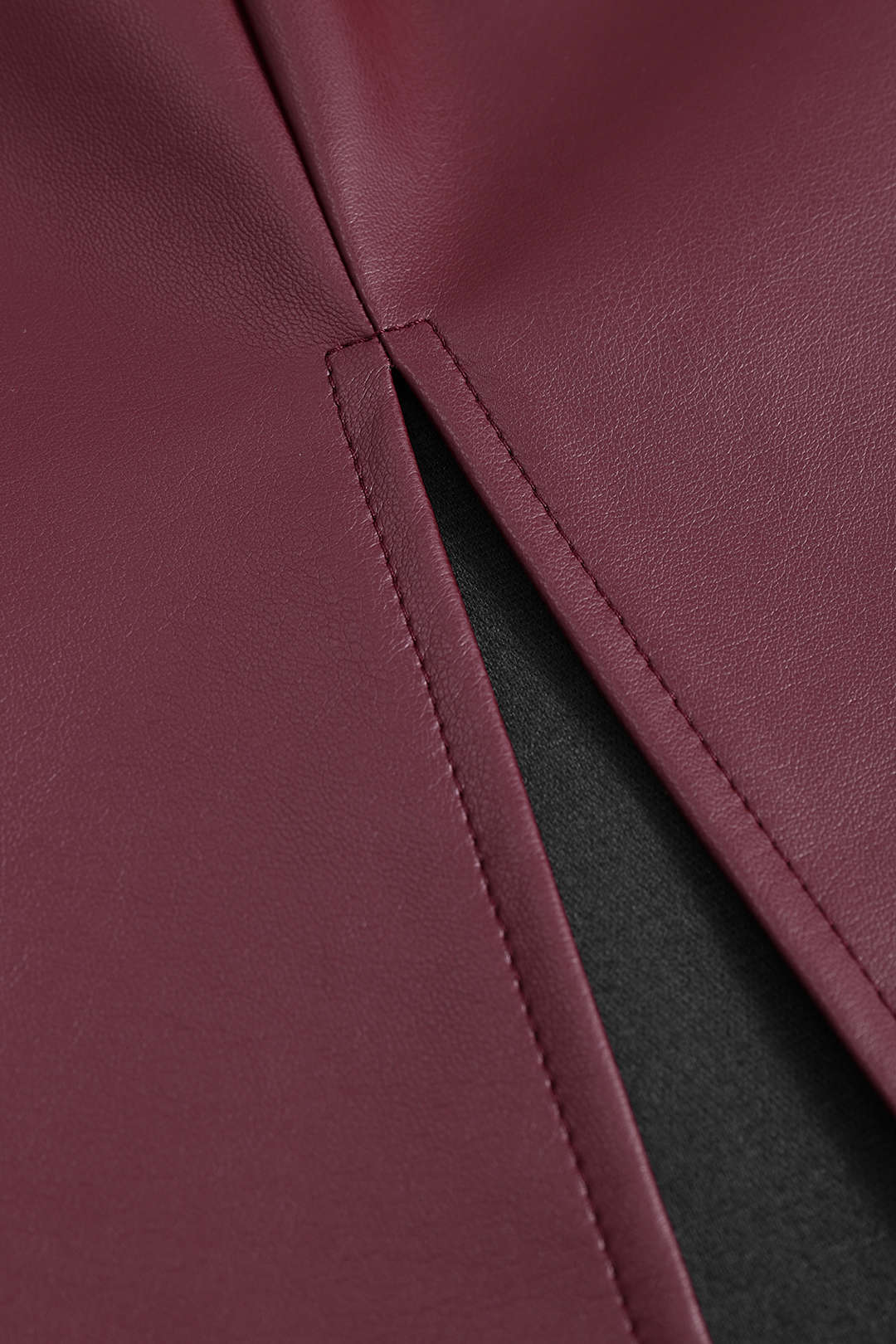 Simple Faux Leather Slit Skirt