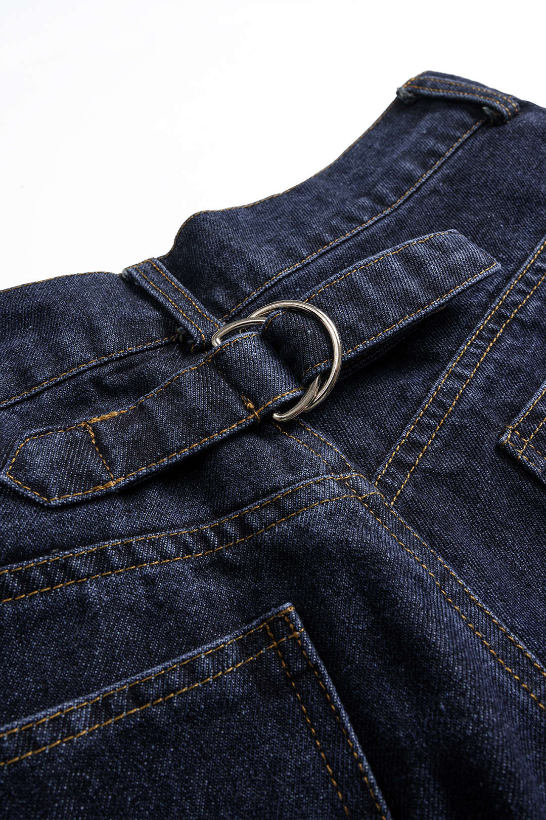 Denim Buttoned Straight-Leg Cuffed Jeans