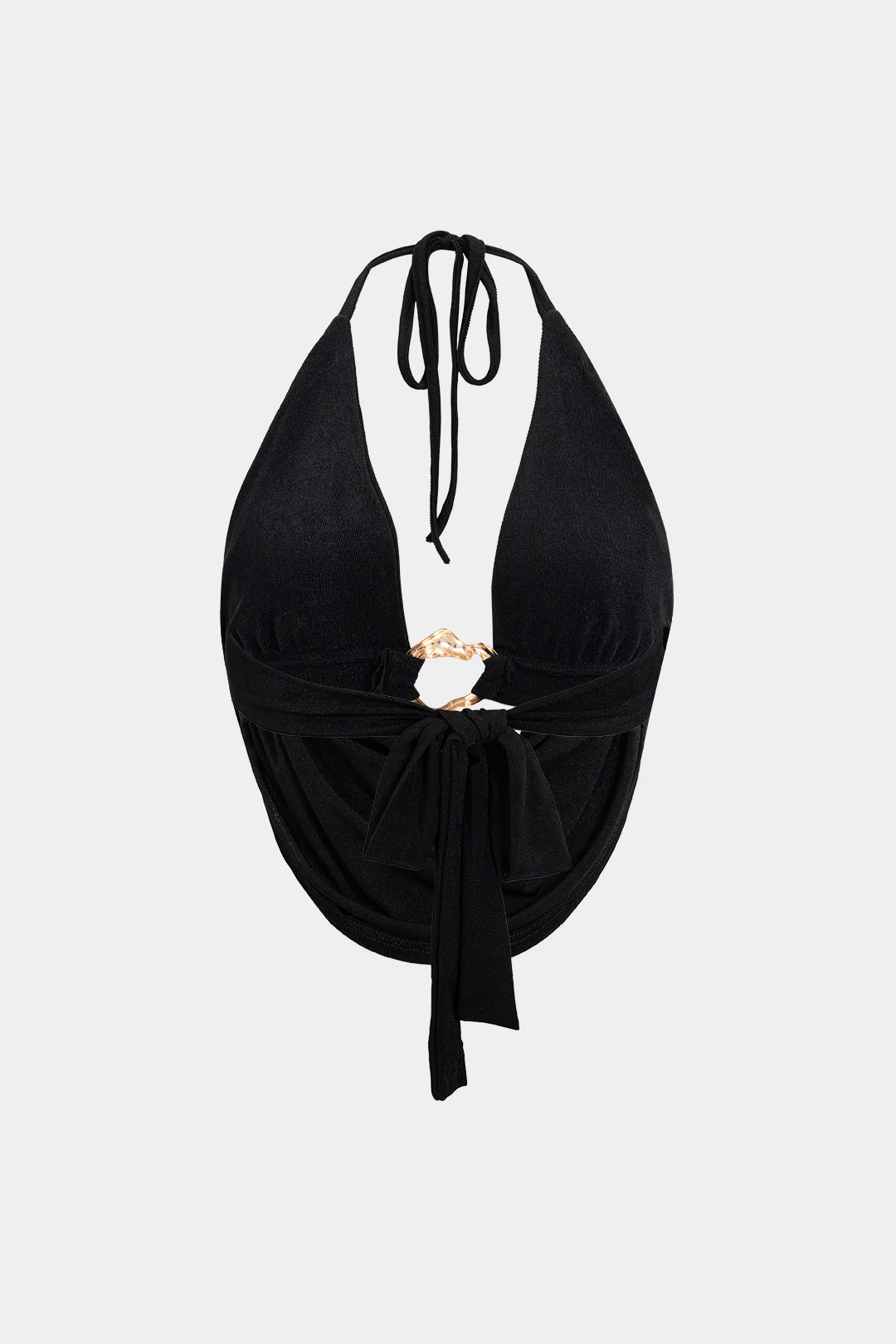 Metallic Cowl Neck Halter Tie-Up Camisole Top