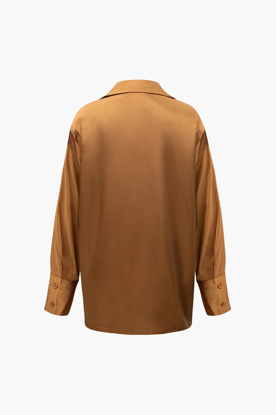 Satin Button-Up Long-Sleeve Shirt and Pants Ensemble