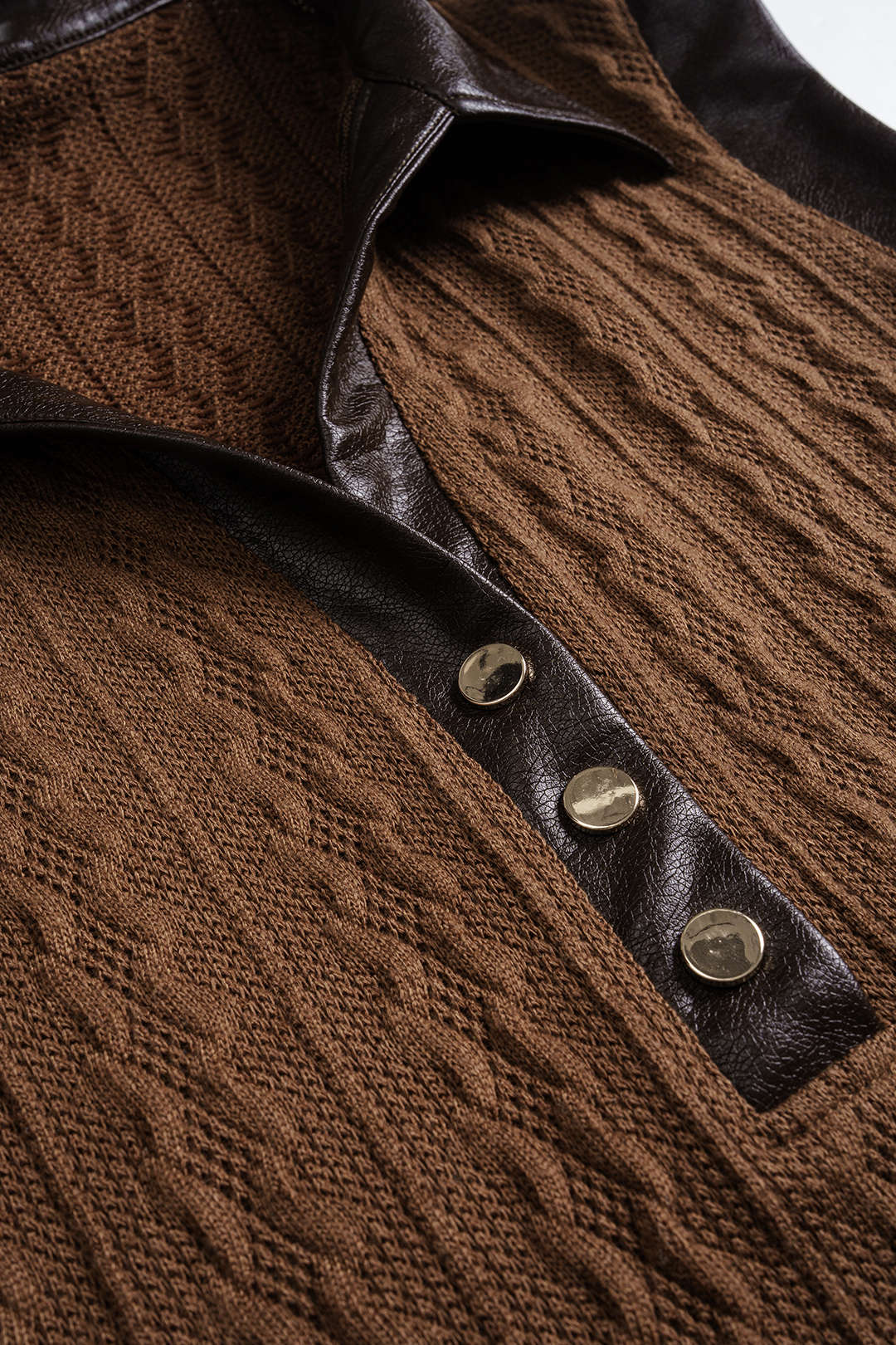 Faux Leather Patchwork Sleeveless Tee