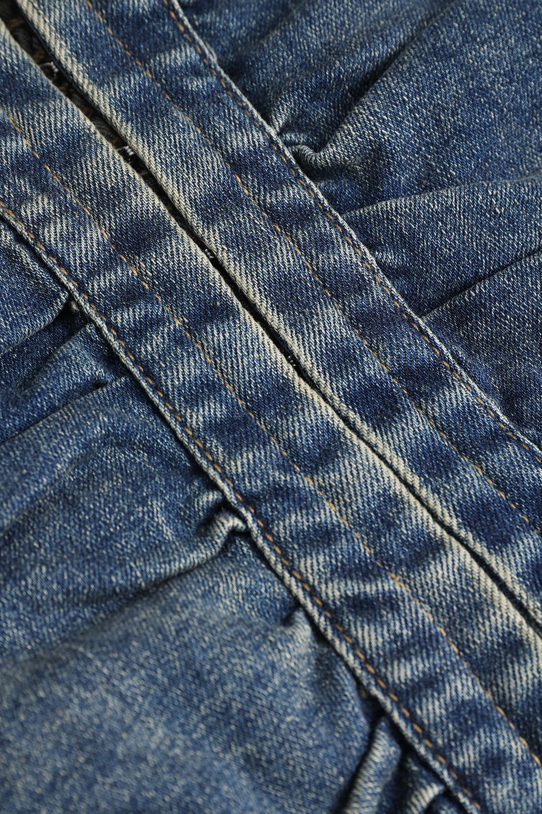 Denim Ruched Tie-Up Tube Top