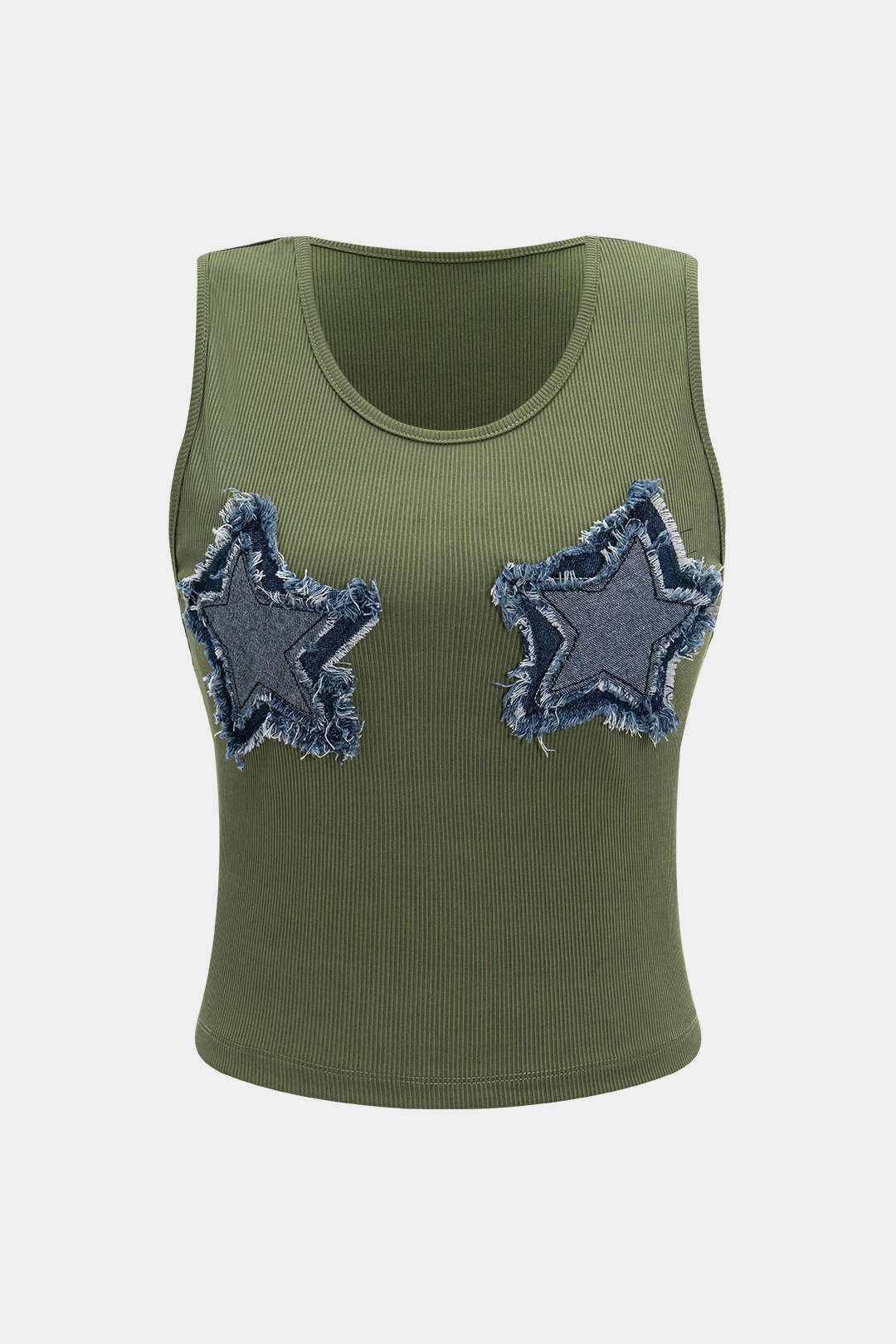 Denim Patchwork Sleeveless Top