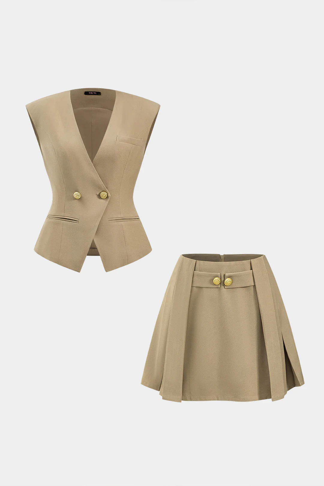 Metal Decorated Pleated Zippered Skirt