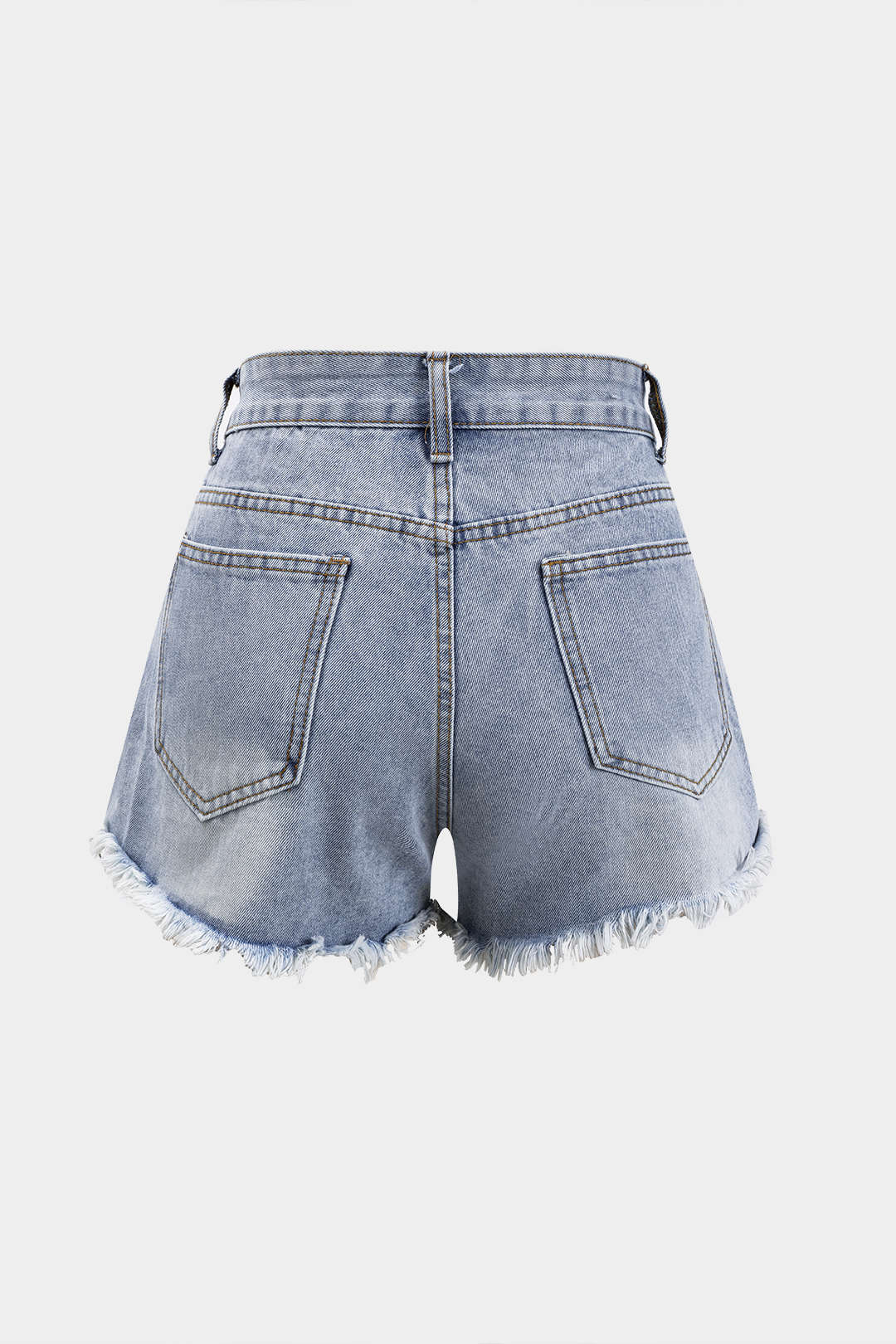 Denim High Waist Beaded Shorts