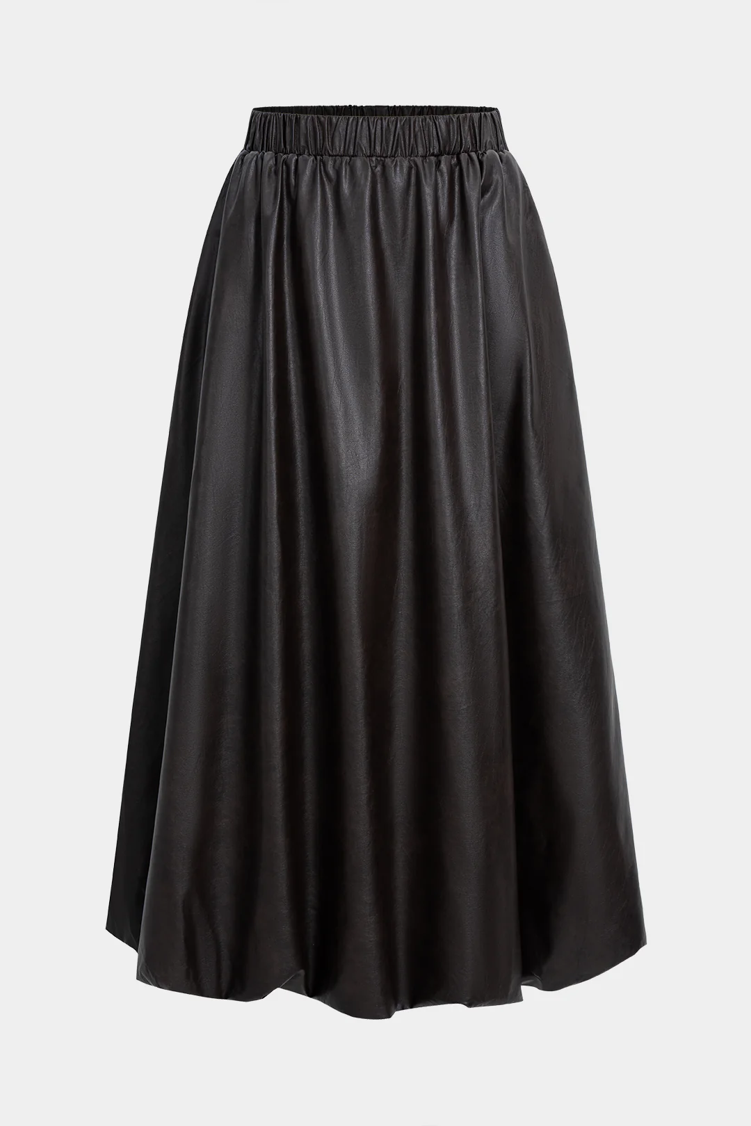 Faux Leather Ruched High-Waisted Skirt