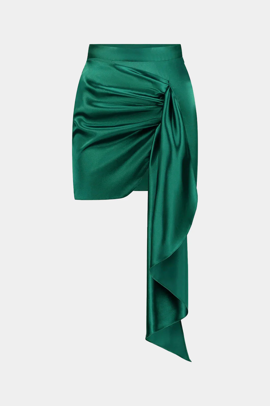 Satin Tie Ruched Skirt