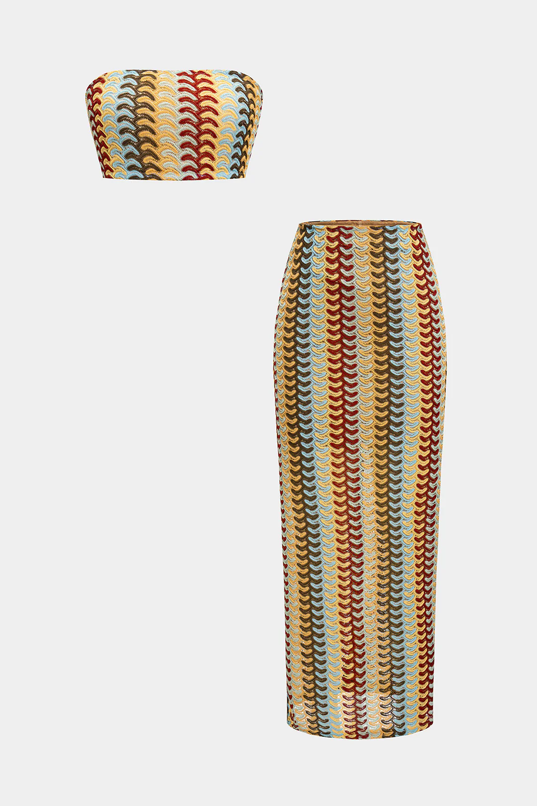 Cropped Tube Top And Skirt Set