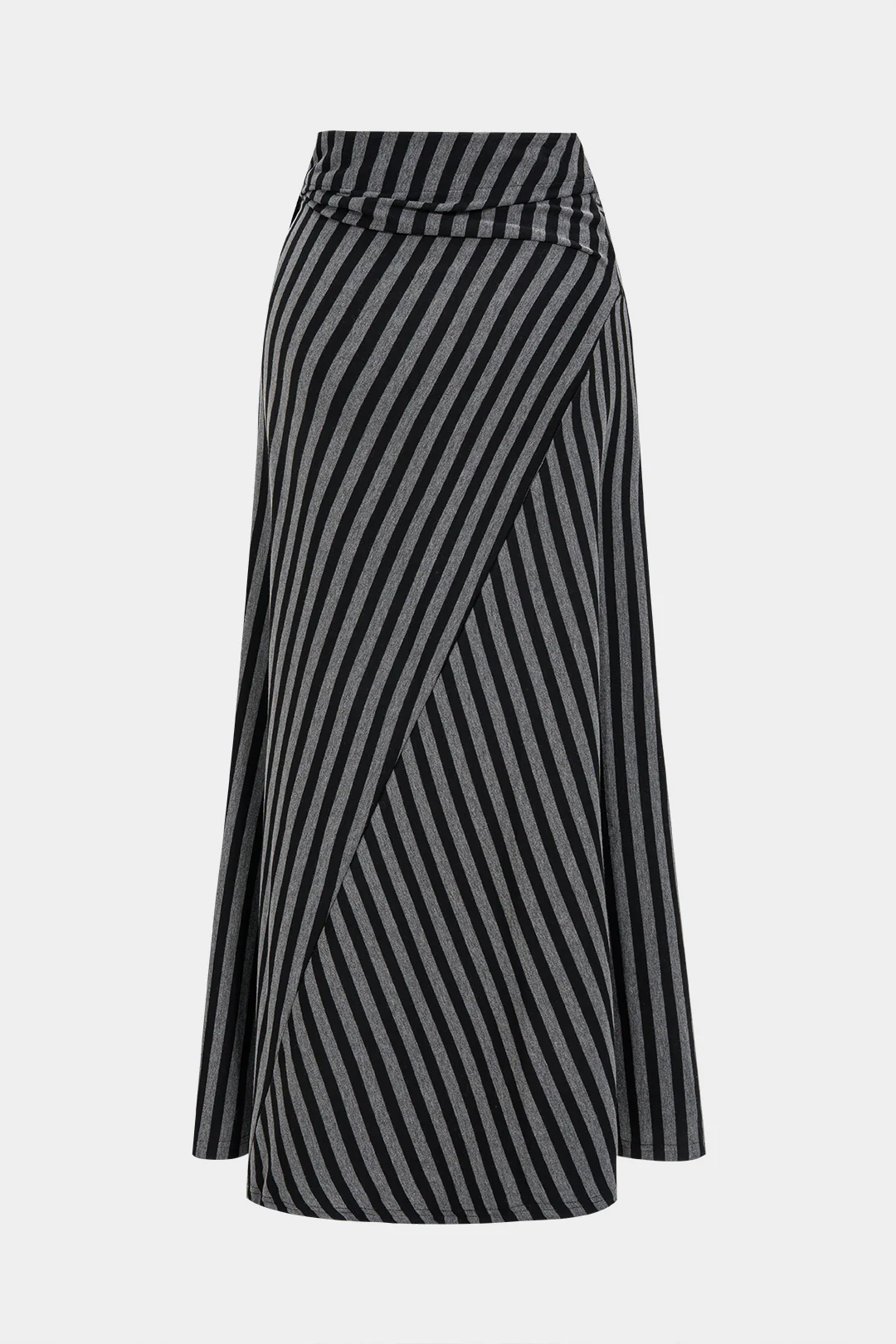 Contrast Stripes Ruched Knotted Skirt